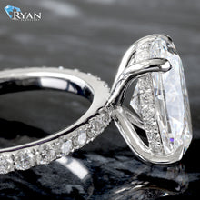 Load image into Gallery viewer, 4.06ctw Oval Solitaire with Hidden Halo and Pave Shoulders Ring
