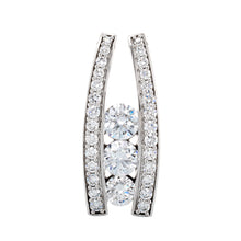 Load image into Gallery viewer, 1.50ctw Three Stones Tension Set with Pave Bars Journey Pendant

