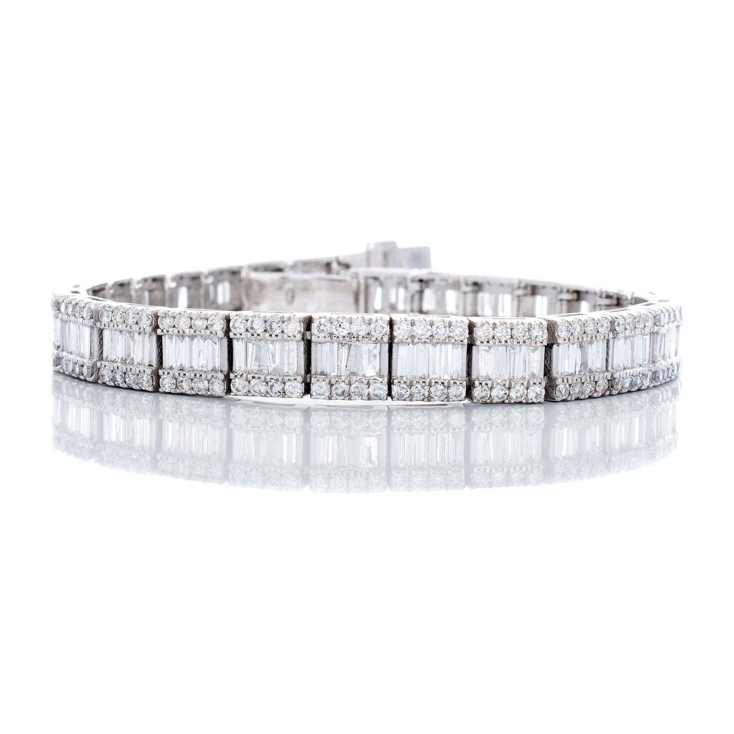 11.00ctw Round & Baguette Sectional Tennis Bracelet