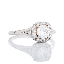 Load image into Gallery viewer, 0.85ctw Diamond Solitaire with Cushion Shaped Halo Ring
