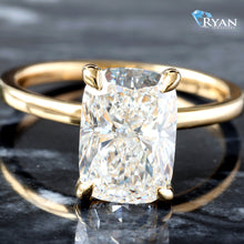 Load image into Gallery viewer, 3.10ctw Elongated Cushion Solitaire with Hidden Halo and High Polished Shoulders
