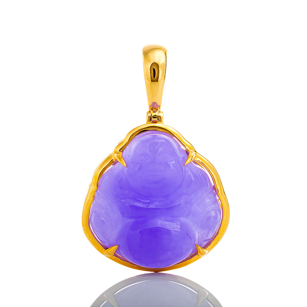 Puple Jade Buddha with Gold Frame