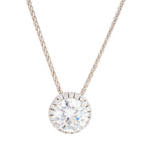 Load image into Gallery viewer, 1.00ctw Round Brilliant Solitaire with Round Halo Slider Bail Lab Diamond Pendant
