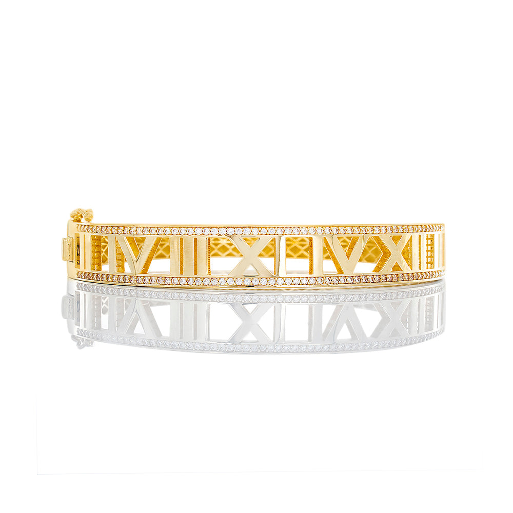 Open Roman Numeral Forefront with CZ Bangle
