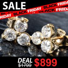Load image into Gallery viewer, LAB EARRING GY 10K 1.00CTW THREE STONE CLUSTER STUDS
