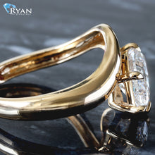 Load image into Gallery viewer, 2.50ctw East West Pear Solitaire set on Curved High Polished Shoulders Ring
