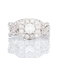 Load image into Gallery viewer, 1.50ctw Diamond Solitaire with Cushion Halo Infinity Shoulders Bridal Set
