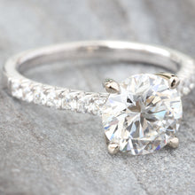 Load image into Gallery viewer, 4.25ctw Round Solitaire Diamond Pave Shoulders with Heart Basket
