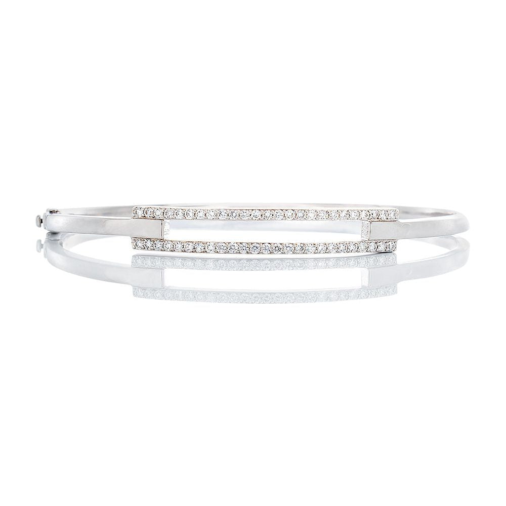 0.50ctw Double Pave Bar Open Hinged Lab Diamond Bangle