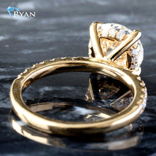 Load image into Gallery viewer, 3.44ctw Round Solitaire Pave Shoulders and Hidden Halo Ring
