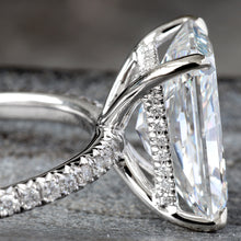 Load image into Gallery viewer, 4.07ctw Radiant Cut Lab Solitaire in Diamond Pave Hidden Halo Mount
