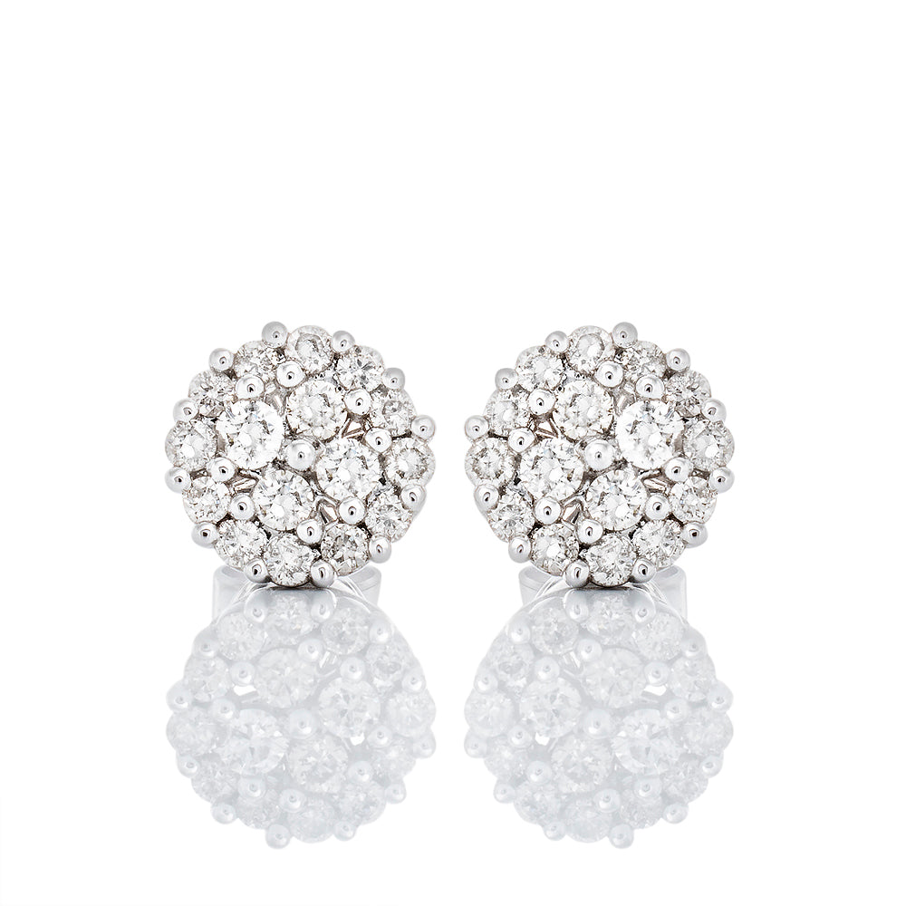 0.50ctw Flat Four Flower Center with halo Cara Earrings