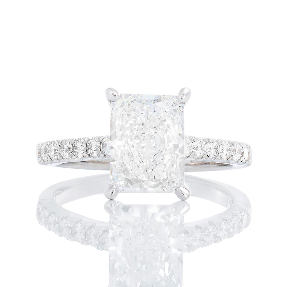 2.32ctw Radiant Cut Lab Created Center Natural Diamond Pave Upswept Shoulders