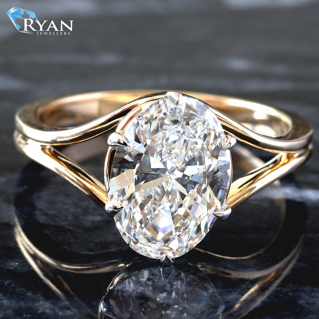 3.00ctw Oval Sic Prongs Split Shoulders Ring