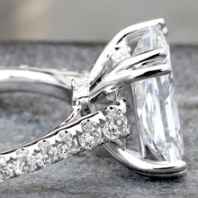 Load image into Gallery viewer, 4.51ctw Radiant Cut Lab Created Solitaire with Natural Diamond Shoulders &amp; Hidden Double Halo
