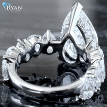 Load image into Gallery viewer, 8.17ctw Pear Cut Center with Alternating  Pear Cut Shoulders 2/3 Eternity Ring
