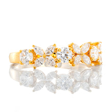 Load image into Gallery viewer, 0.91ctw Alternating Marquise Flower and Round Cut Diamond Band
