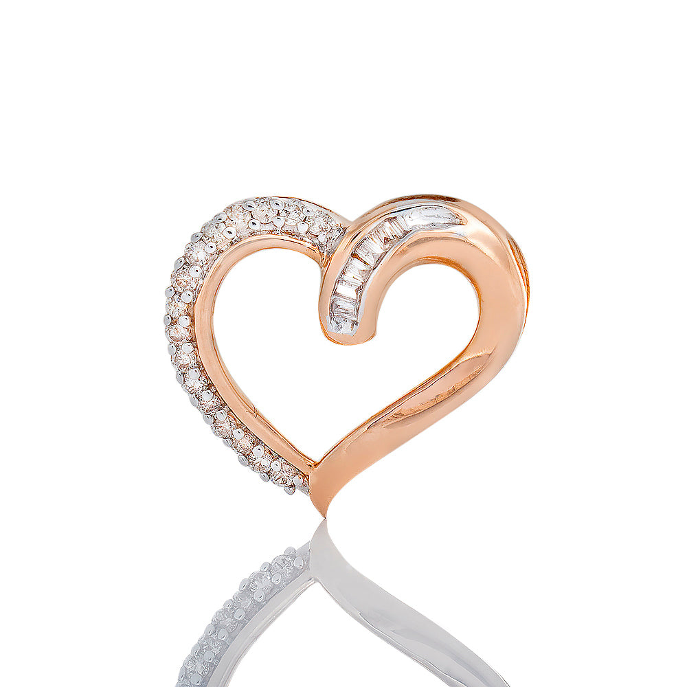 0.10ctw Open Slider Heart with Round And Baguette Channel Set