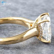 Load image into Gallery viewer, 3.12ctw Cushion Solitaire with Hidden Halo Diamond Ring
