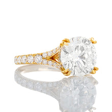 Load image into Gallery viewer, 3.92ctw Round Lab Solitaire Natural Split Diamond Pave Shoulders
