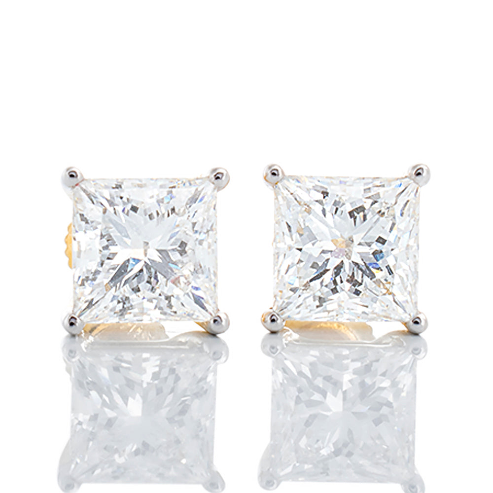 2.00ctw Princess Cut Lab Diamond Solitaire Studs