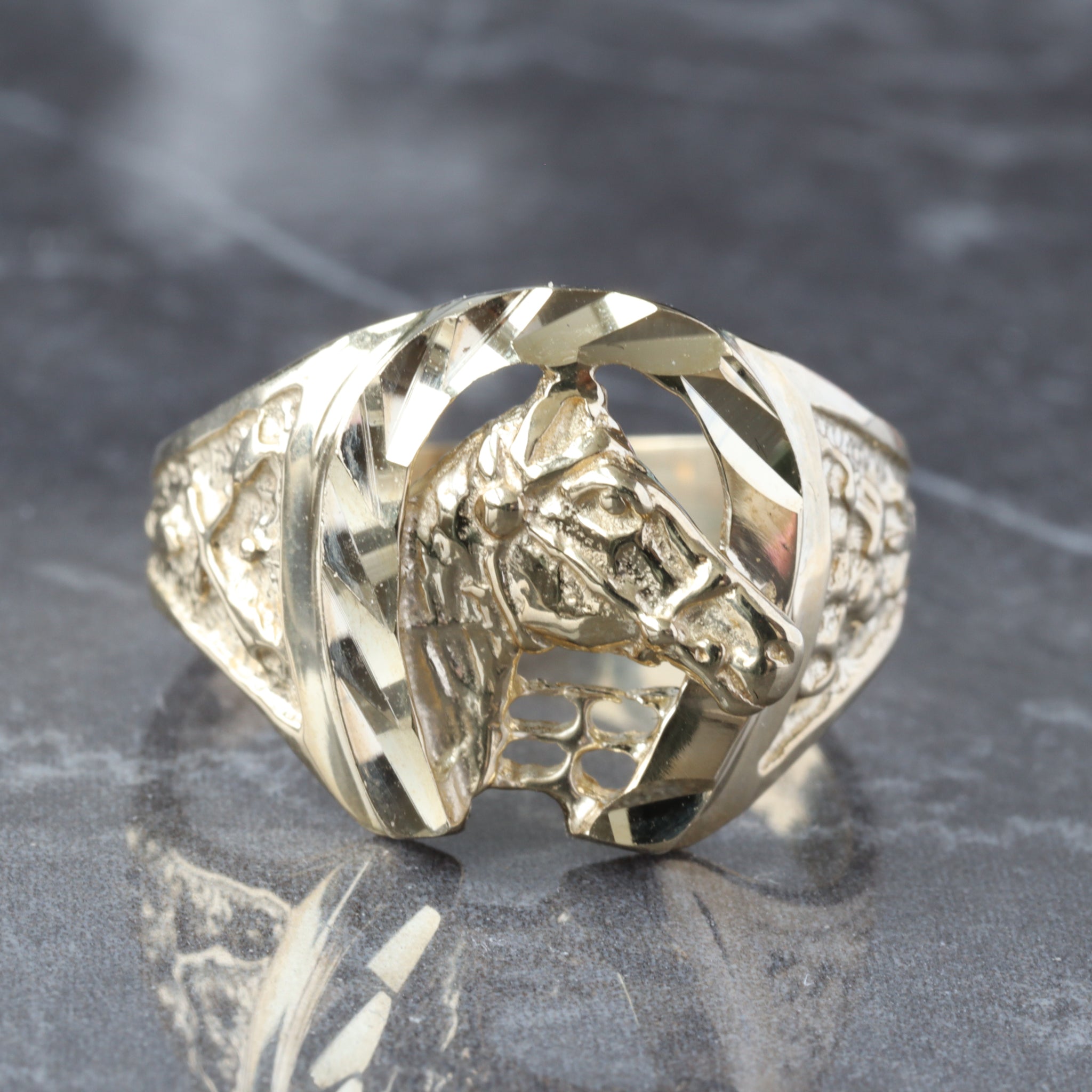 RING GY 10K GOOD LUCK HORSE SHOE RING DIAMOND CUT – Ryan Jewellers