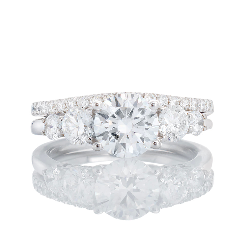 2.00ctw Five Round Solitaire with Diamond Bridge and Matching Pave Band