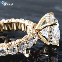 Load image into Gallery viewer, 7.39ctw Round Solitaire with Hidden Halo and Round Cut Scallop Set Shoulders Ring
