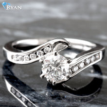 Load image into Gallery viewer, 0.70ctw Round Solitaire Six Prongs with Natural Earth Mined Channel Set Shoulders Ring
