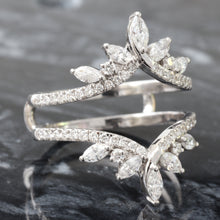 Load image into Gallery viewer, 0.81ctw Contour V Shape Marquise and Round Pave Tiara Jacket Ring
