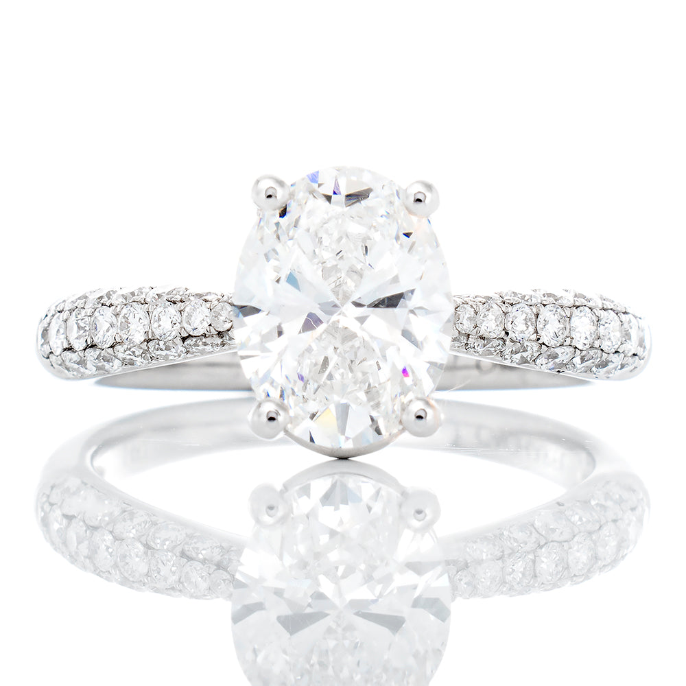 2.19ctw Oval Solitaire with Cathedral Pave Shoulders