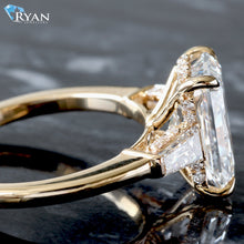 Load image into Gallery viewer, 3.70ctw Radiant Solitaire with Tapered Baguette and Hidden Halo Ring
