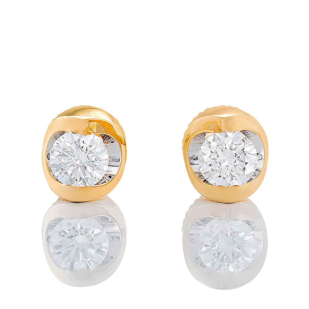 0.50ctw Lab Created Diamond Solitaire Studs in Crescent Moon Setting