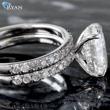 Load image into Gallery viewer, 2.68ctw Bridal Set Oval Solitaire Hidden Halo Pave Shoulders with Matching Band
