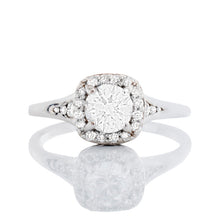 Load image into Gallery viewer, 0.85ctw Diamond Solitaire with Cushion Shaped Halo Ring
