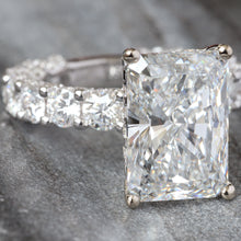 Load image into Gallery viewer, 9.09ctw Radiant Cut Solitaire with Full Diamond Scallop Setting
