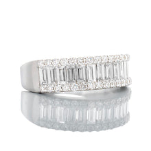 Load image into Gallery viewer, 2.40ctw Lab Diamond Three Row Baguette Center and Round Sides Ring
