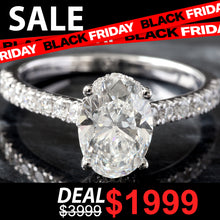 Load image into Gallery viewer, RING GW 14K 2.00CTW OVAL SOLITAIRE CONTOUR HIDDEN HALO UPSWEPT PAVE SHOULDERS PROFILE DIAMOND BEZEL ACCENT
