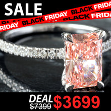 Load image into Gallery viewer, LAB RING GW 14K 2.25CTW PINK RADIANT DIAMOND SOLITAIRE HIDDEN HALO PAVE SHOULDERS
