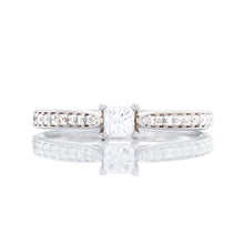 Load image into Gallery viewer, 0.50ctw Princess Cut Solitaire With Tapered Pave Diamond Shoulders
