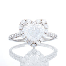 Load image into Gallery viewer, 2.18ctw Heart Cut Lab Solitaire with Natural Diamonds Halo and Upswept Pave Shoulders
