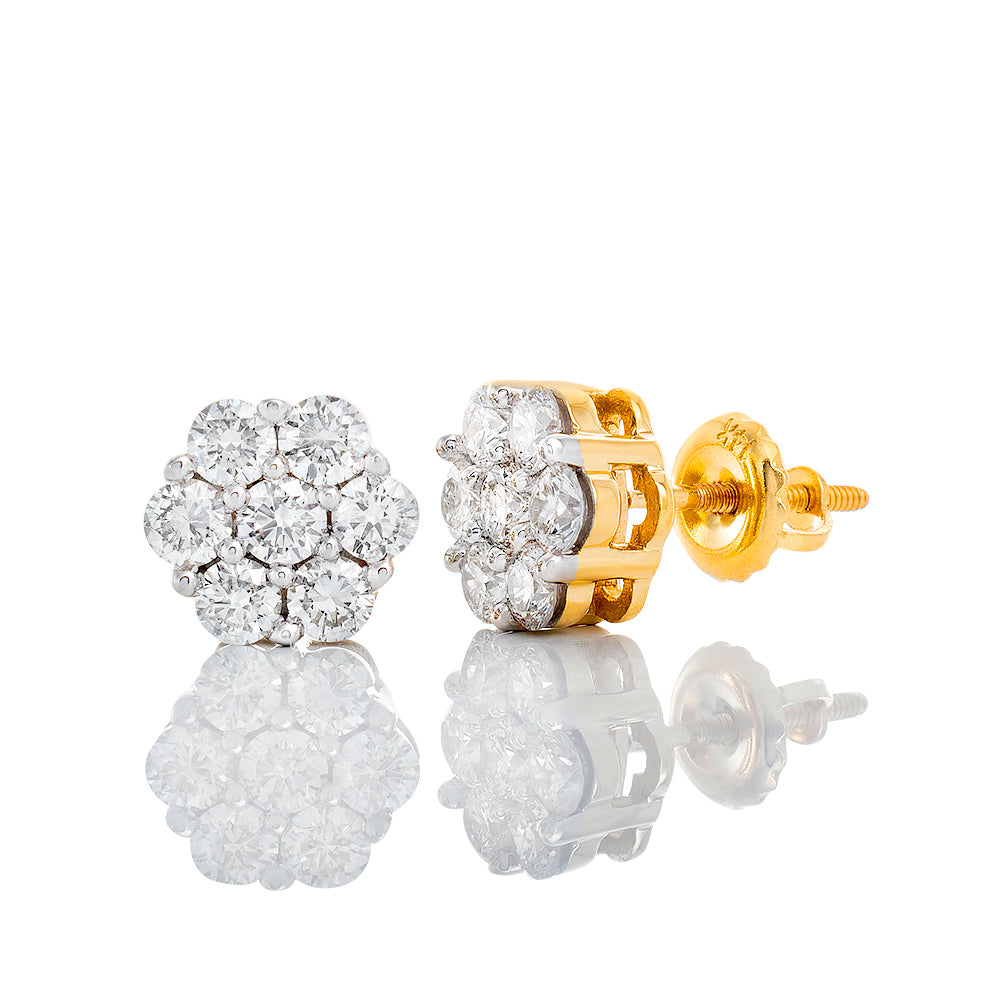 1.00ctw Lab Diamond Flower Cluster Seven Stone Stud