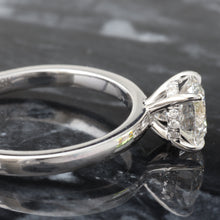 Load image into Gallery viewer, 1.12ctw Round Solitaire with Hidden Halo and High Polished Flat Edge Shoulders Ring
