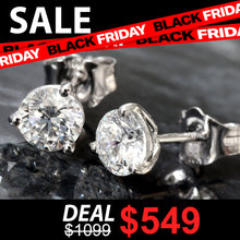 Load image into Gallery viewer, LAB EARRING GW 10K 1.00CTW ROUND BRILLIANT SOLITAIRE MARTINI SET STUDS
