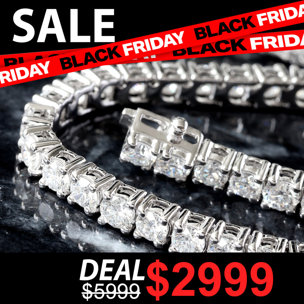 LAB BRACELET GW 10KT 5.00CTW FOUR PRONG ROUND BRILLIANT DIAMOND TENNIS