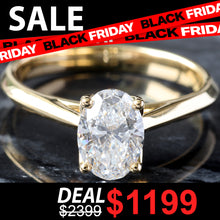 Load image into Gallery viewer, LAB RING GY 10KT 1.00CT OVAL SOLITAIRE HP CATHEDRAL KNIFE EDGE PETAL BASKET
