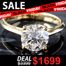 Load image into Gallery viewer, LAB RING GY 10KT 2.00CT ROUND SOLITAIRE FOUR PRONG HP CATHEDRAL KNIFE EDGE PETAL BASKET
