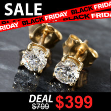 Load image into Gallery viewer, LAB EARRING GY 10K 0.50CTW ROUND BRILLIANT SOLITAIRE FOUR PRONG STUDS
