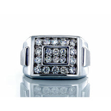 Load image into Gallery viewer, 1.00ctw Diamond Channel Set Square Forefront Raised Bushed Shoulders 14k White Gold
