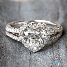 Load image into Gallery viewer, 2.00ctw Heart Cut Diamond Engagement Ring With Halo &amp; Split Shoulders
